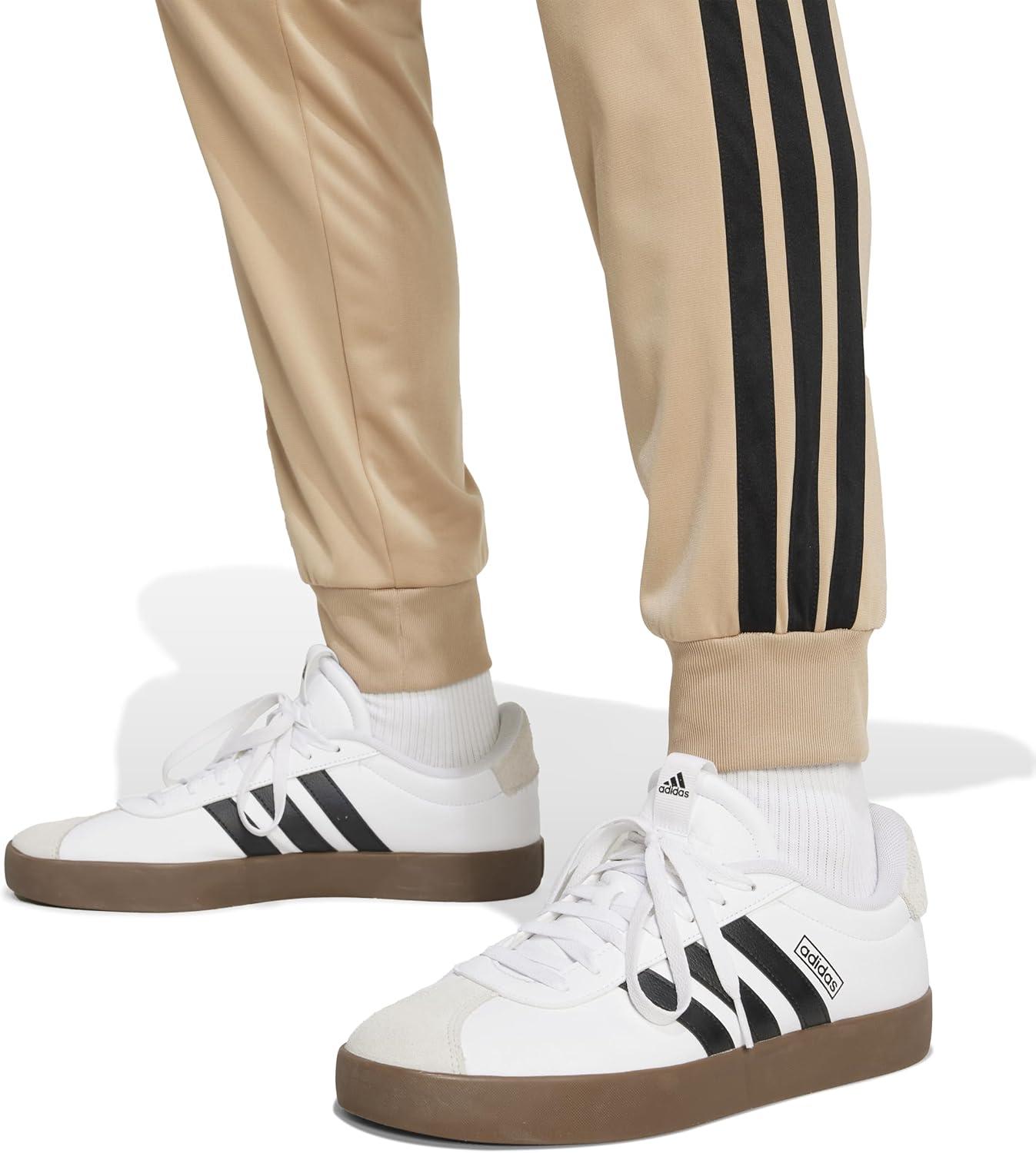 imageadidas Mens 3Stripes Tricot Tapered Track PantsWarm Sandstone