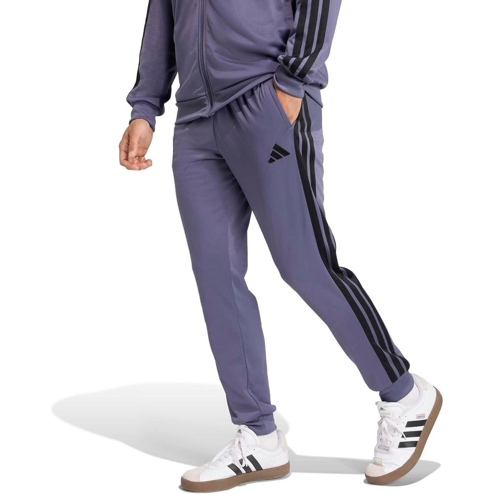 imageadidas Mens 3Stripes Tricot Tapered Track PantsPreloved Violet