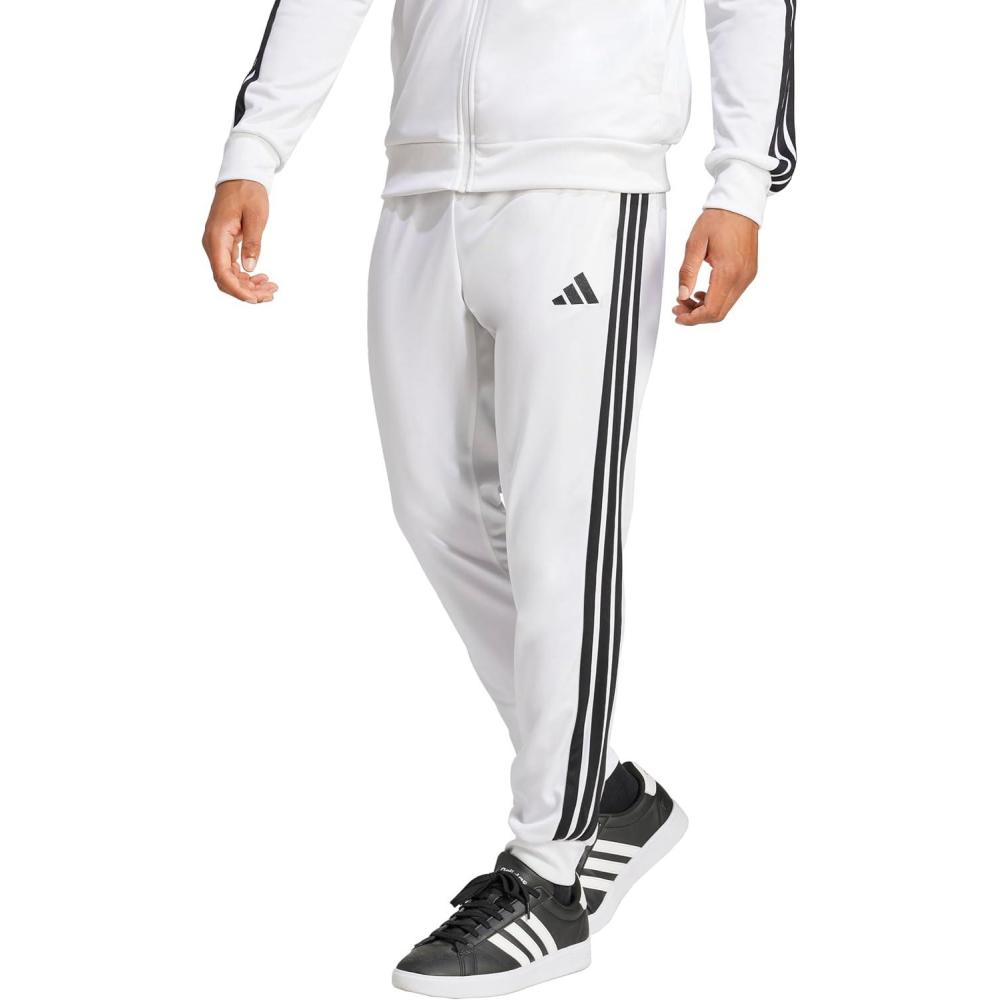 imageadidas Mens 3Stripes Tricot Tapered Track PantsWhiteBlack