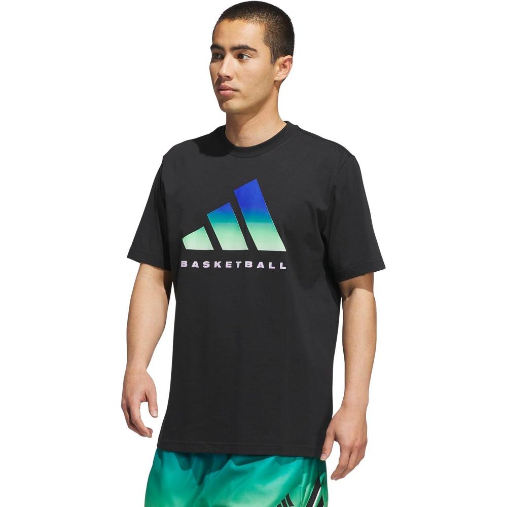 imageadidas Mens Basketball Graphic TShirtBlackLime Burst