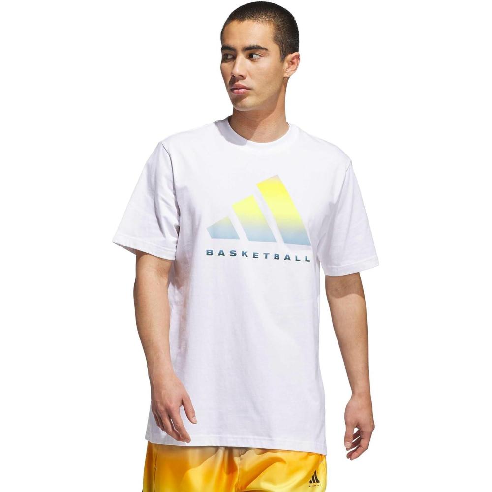 imageadidas Mens Basketball Graphic TShirtWhiteSolar Yellow