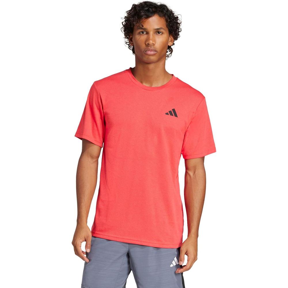 imageadidas Mens Train Essentials Feelready Novelty TShirtPure Ruby