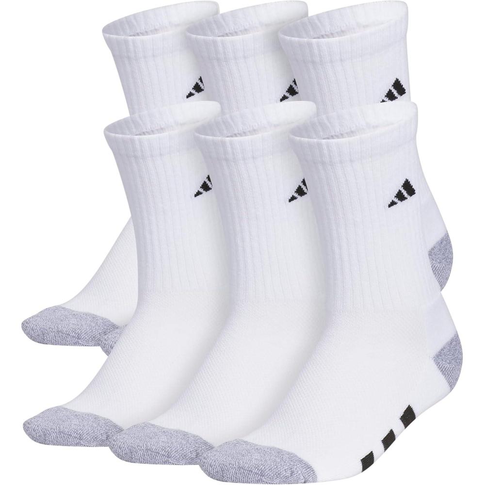 imageadidas Unisex Kids Crew Socks for Boys and Girls Youth 6pack Athletic Cushioned and Comfortable Tall MidcalfWhiteGreyBlack