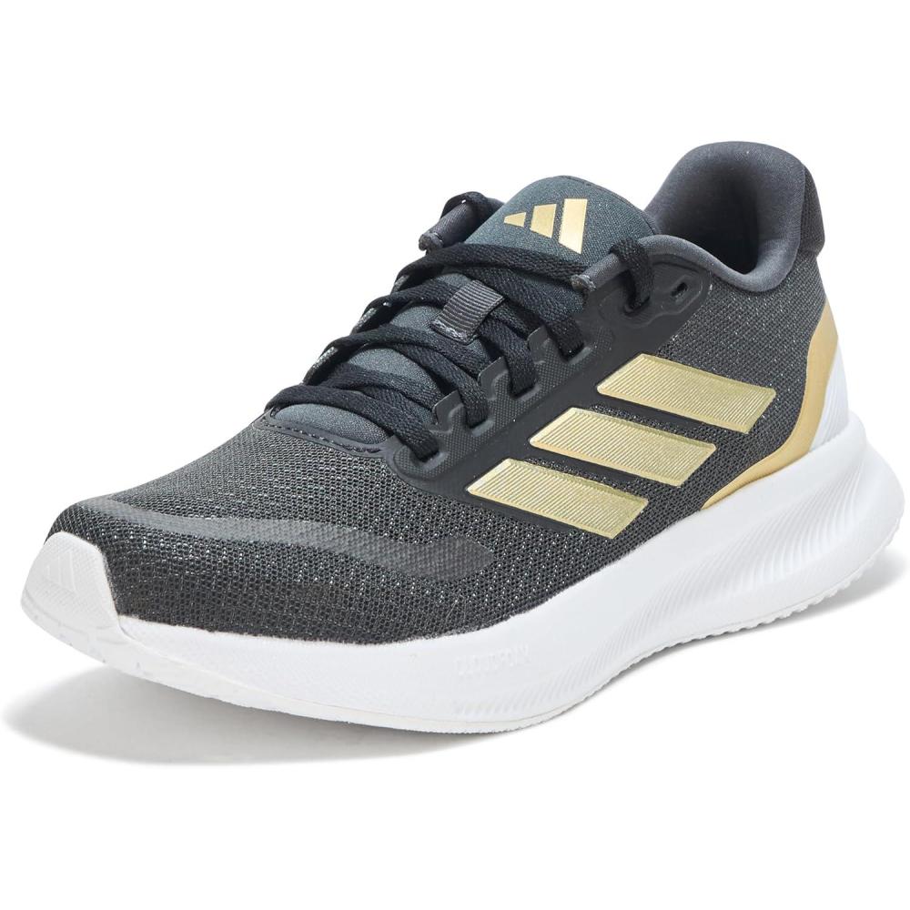 imageadidas Womens Run Falcon 5 Running ShoesBlackGold MetallicWhite