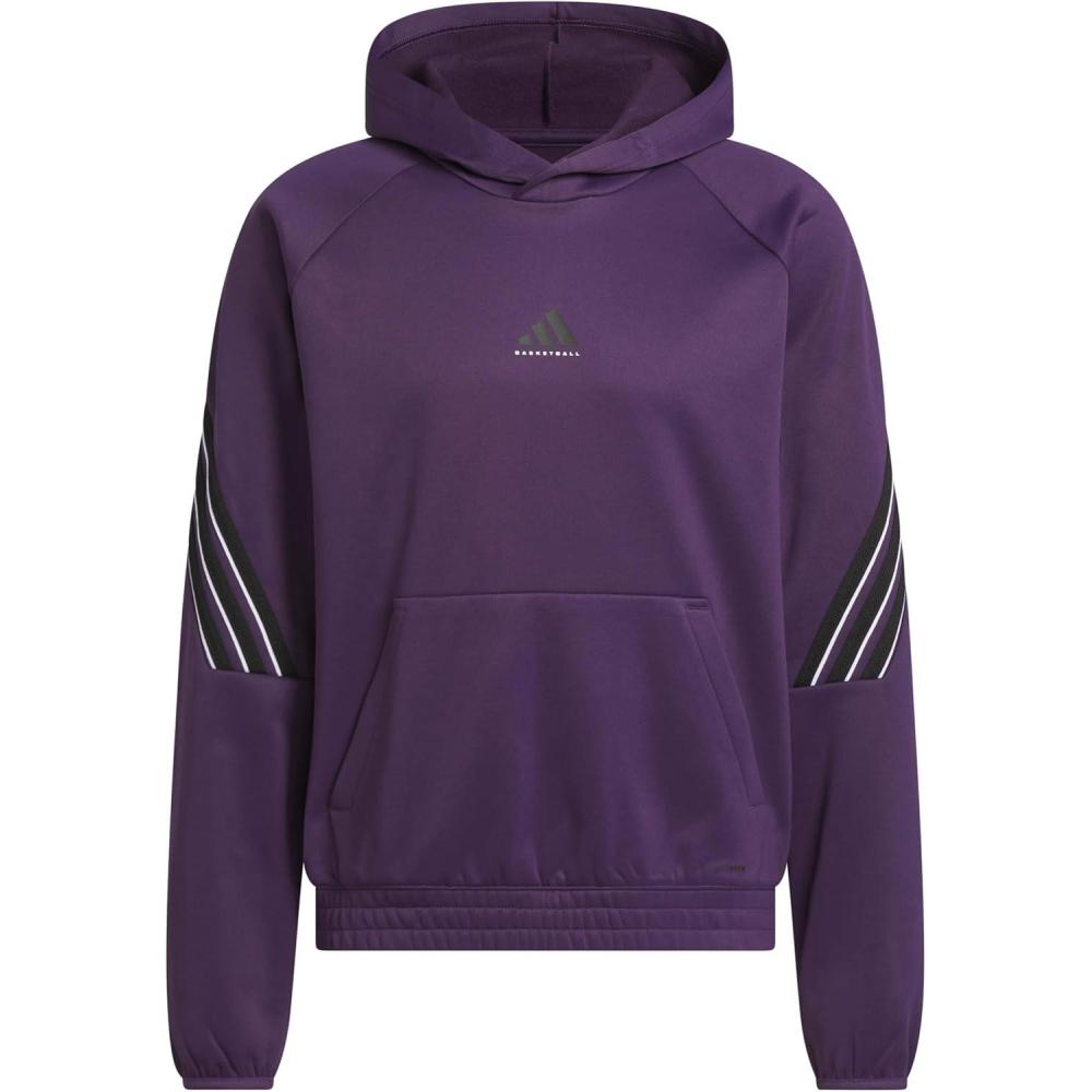 imageadidas mens Select Foundation Fleece Basketball HoodieAurora PlumBlack