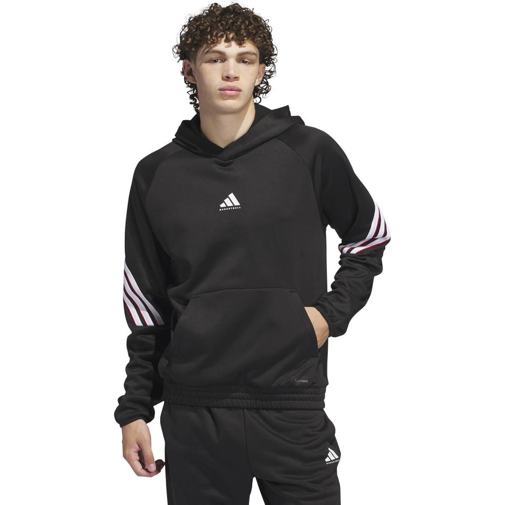 imageadidas mens Select Foundation Fleece Basketball HoodieBlackWhite
