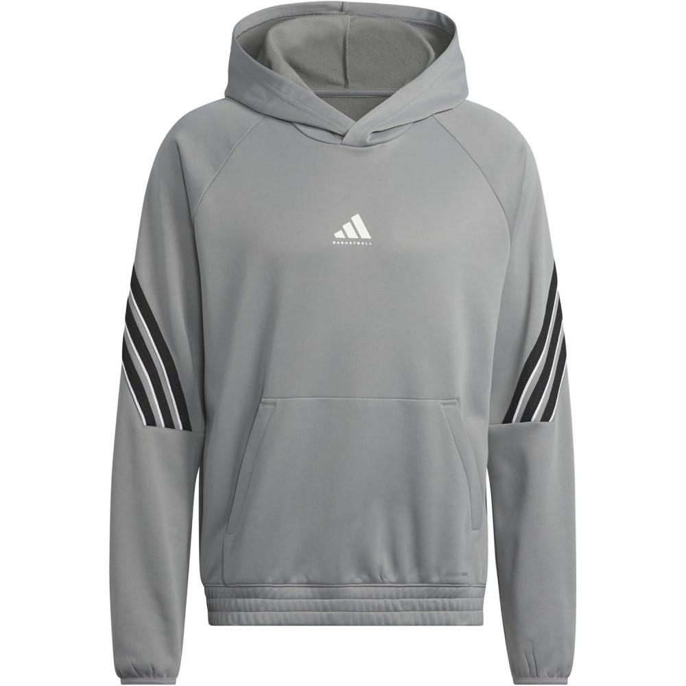imageadidas mens Select Foundation Fleece Basketball HoodieGreyBlack