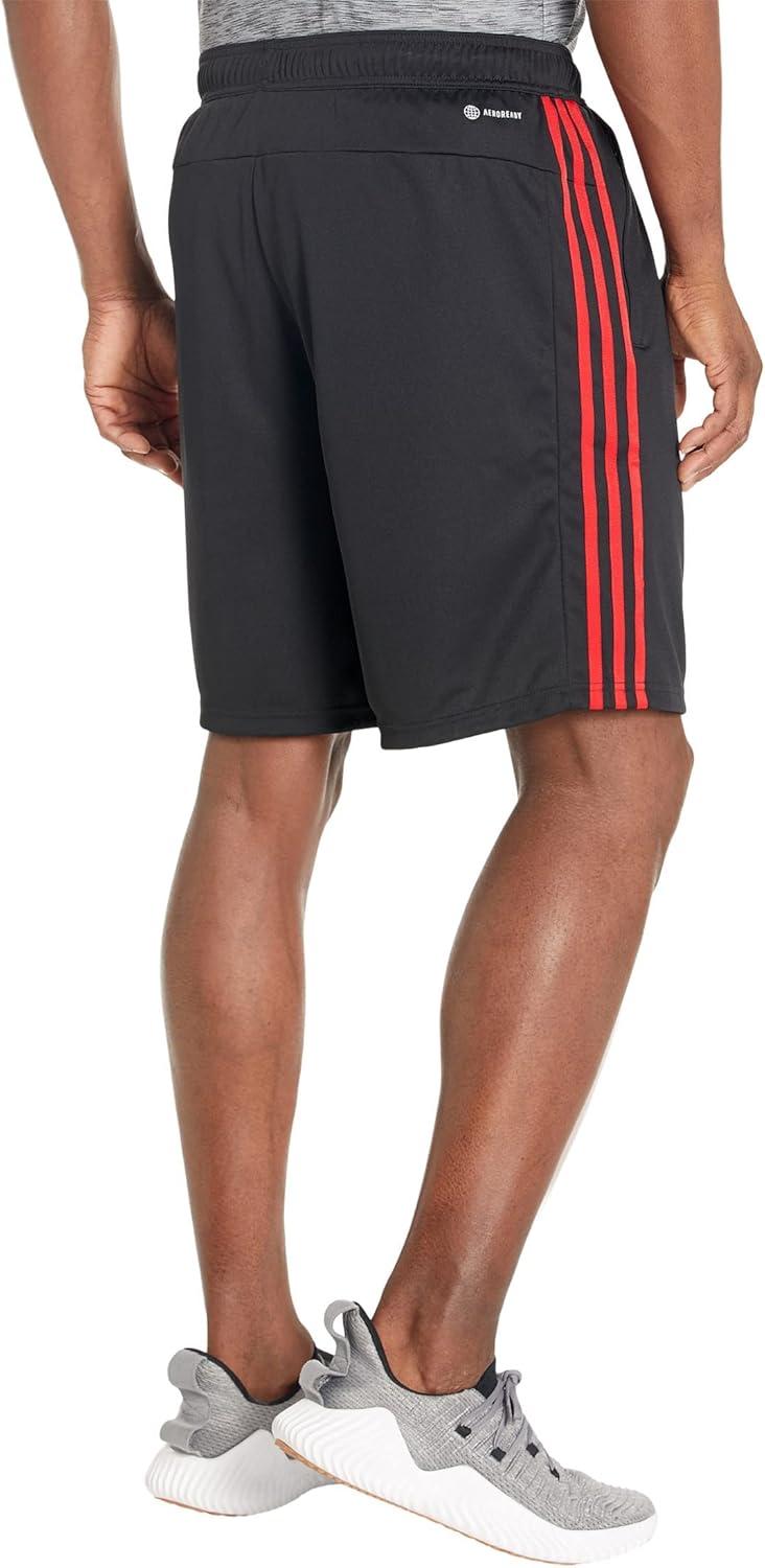 imageadidas Mens Train Essentials Piqu 3Stripes Training ShortsBlackBetter Scarlet