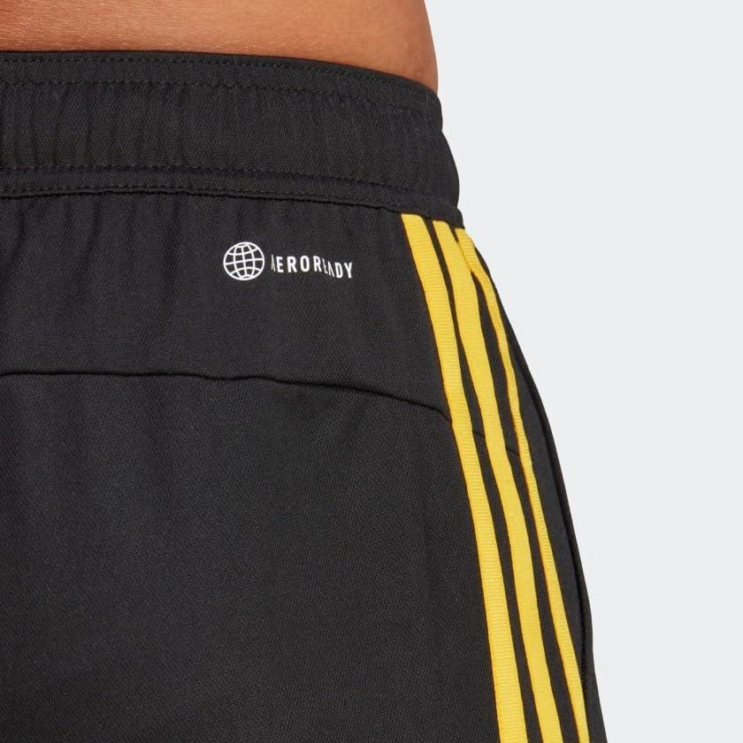 imageadidas Mens Train Essentials Piqu 3Stripes Training ShortsBlackBold Gold