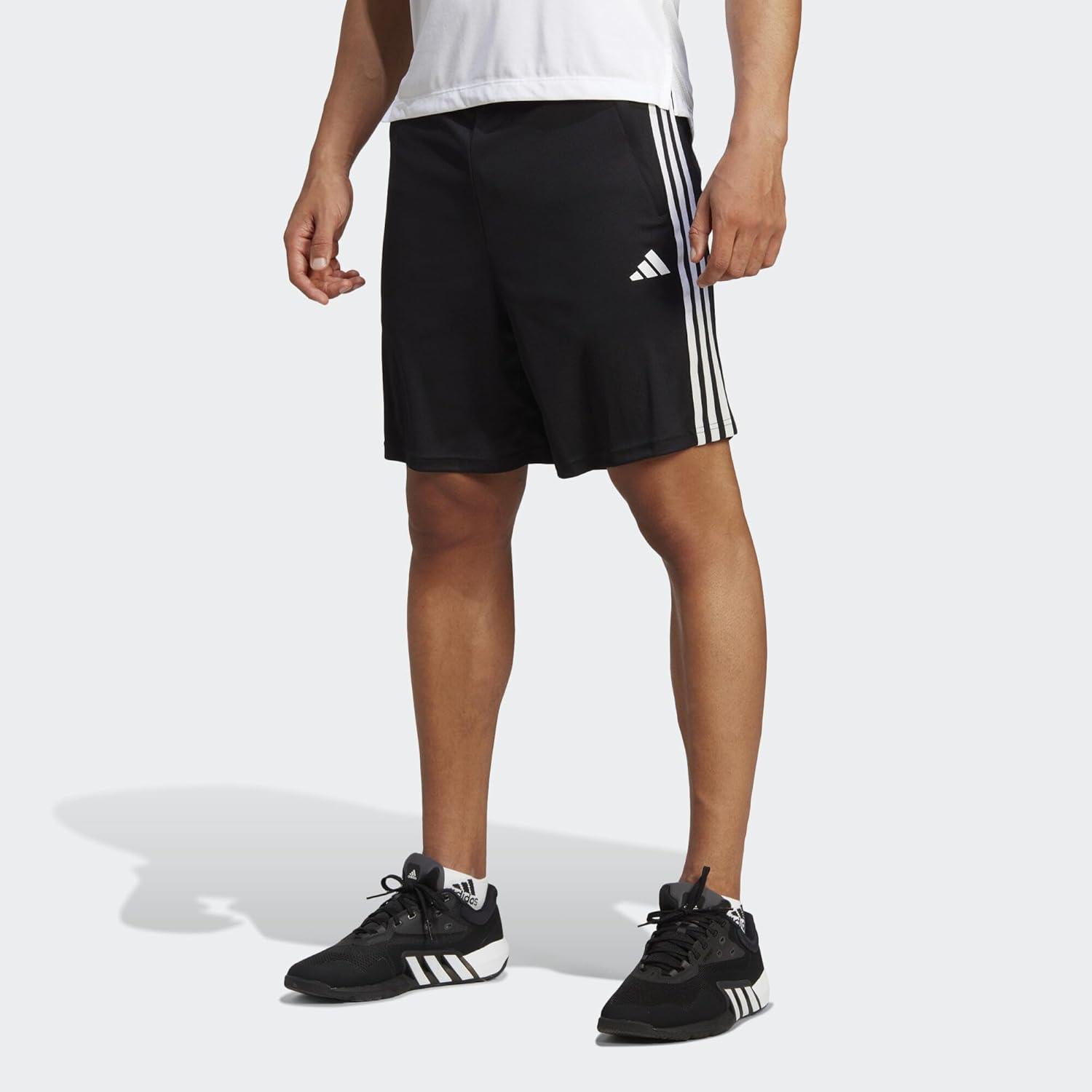 imageadidas Mens Train Essentials Piqu 3Stripes Training ShortsBlackWhite