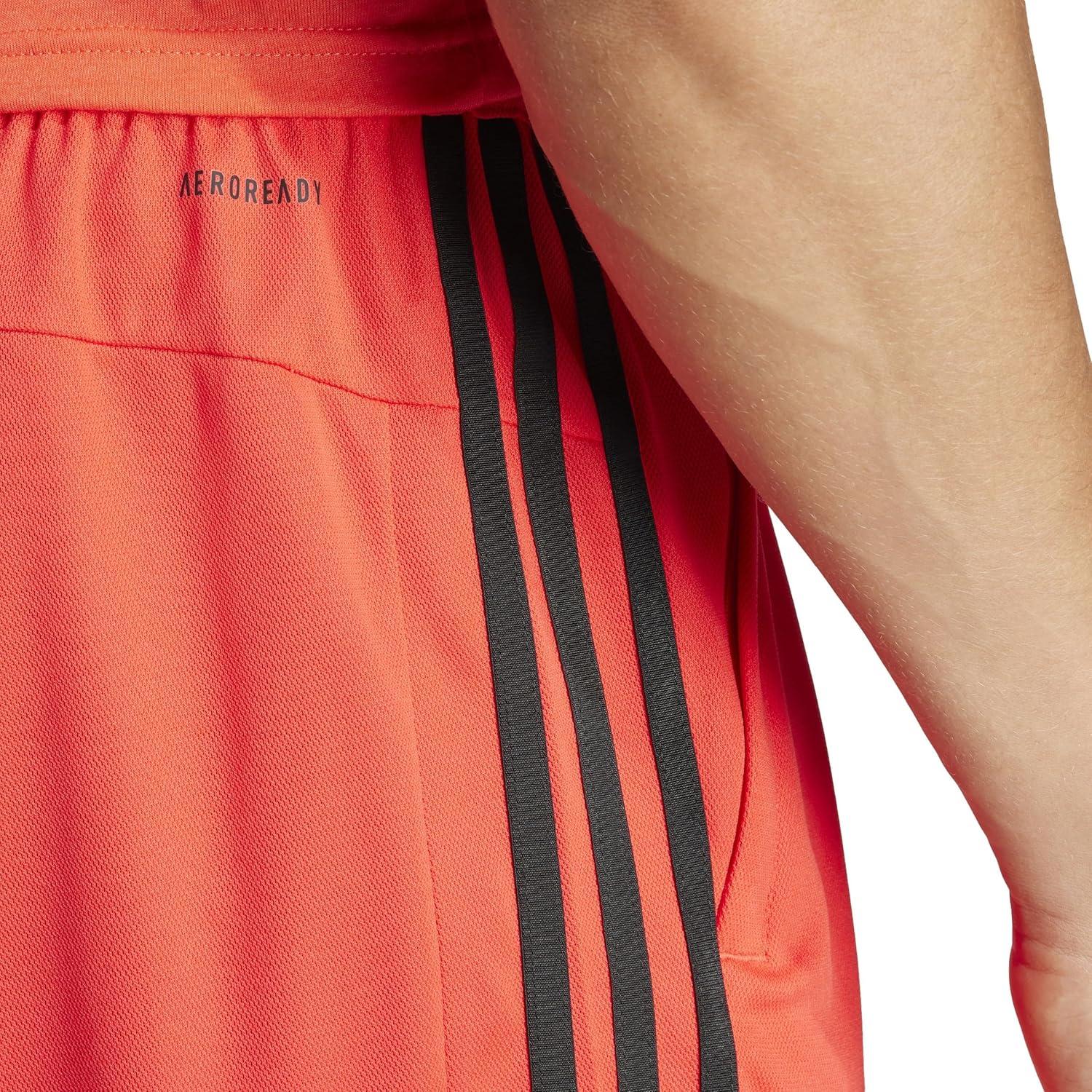 imageadidas Mens Train Essentials Piqu 3Stripes Training ShortsBright RedBlack
