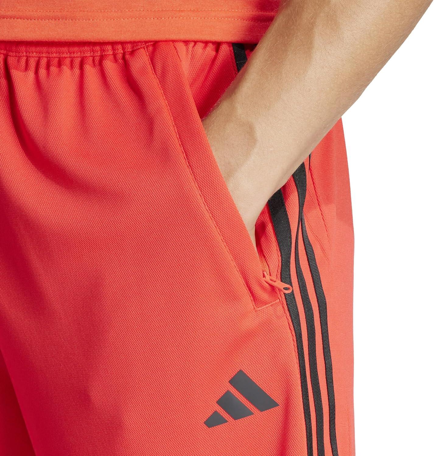 imageadidas Mens Train Essentials Piqu 3Stripes Training ShortsBright RedBlack