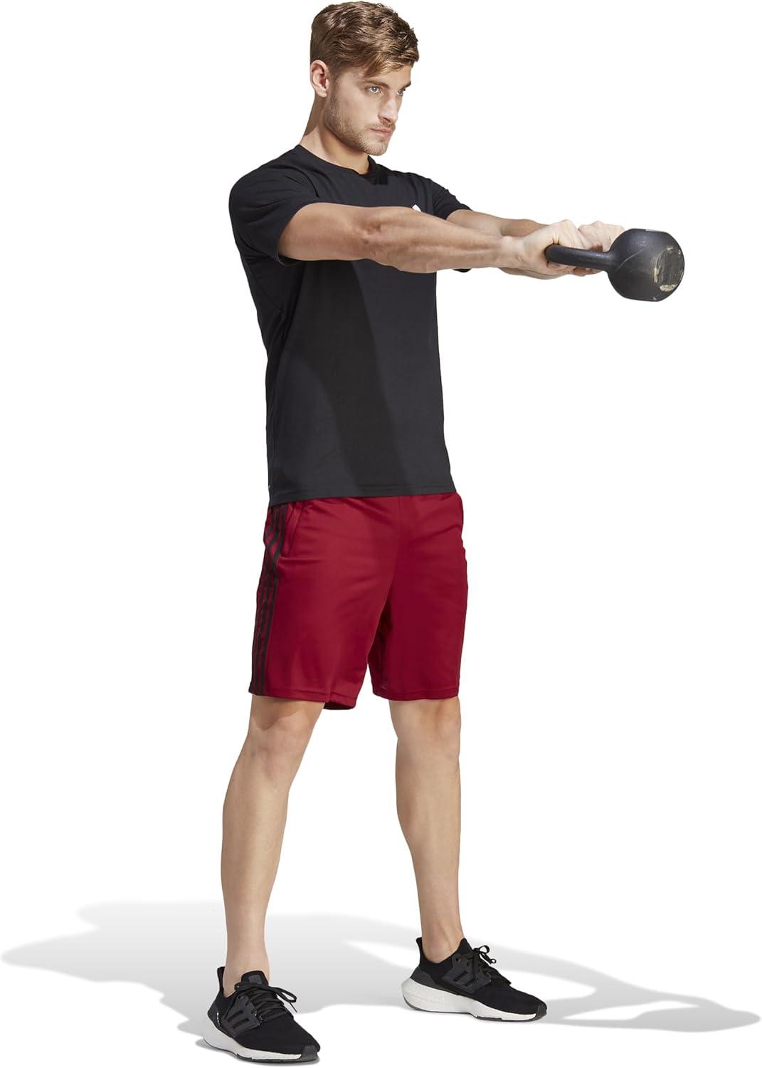 imageadidas Mens Train Essentials Piqu 3Stripes Training ShortsCollegiate BurgundyBlack