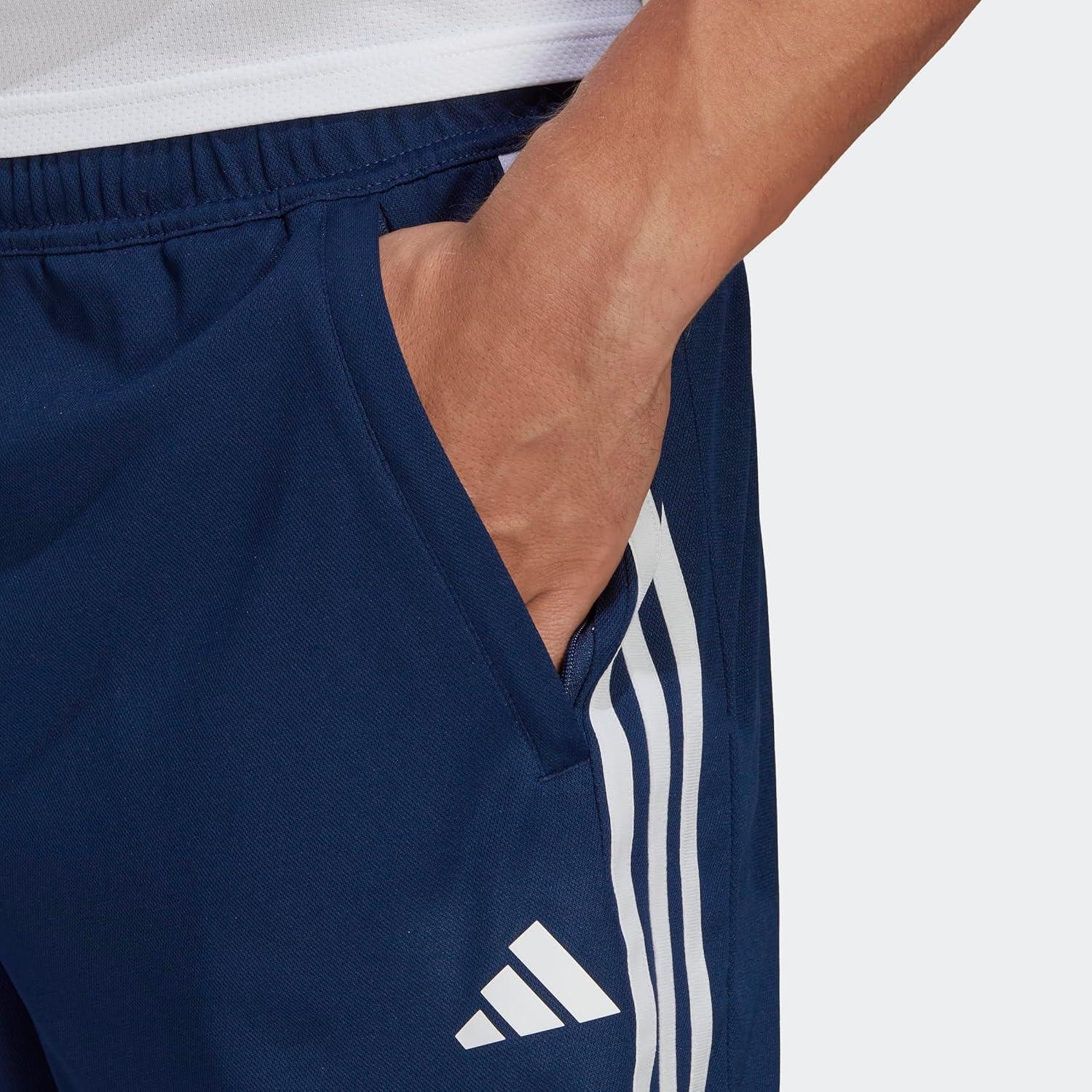 imageadidas Mens Train Essentials Piqu 3Stripes Training ShortsDark BlueWhiteDark Blue