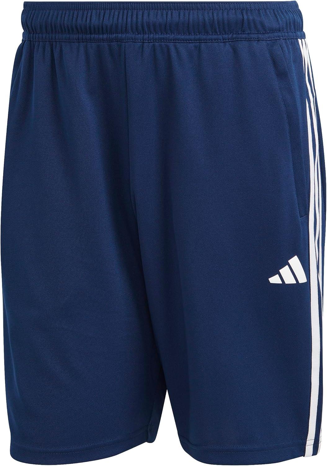 imageadidas Mens Train Essentials Piqu 3Stripes Training ShortsDkblueWhite