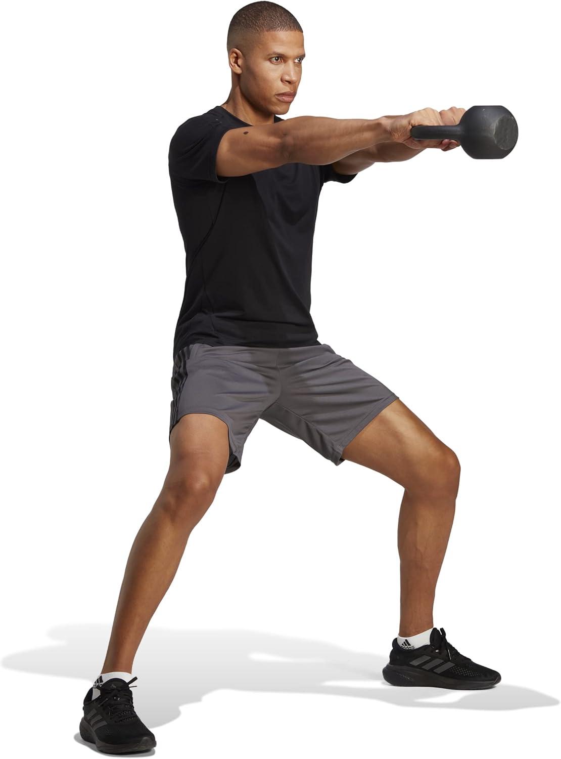 imageadidas Mens Train Essentials Piqu 3Stripes Training ShortsGrey FiveBlack