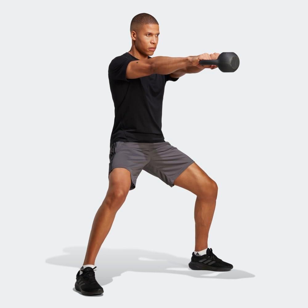 imageadidas Mens Train Essentials Piqu 3Stripes Training ShortsGreyBlack