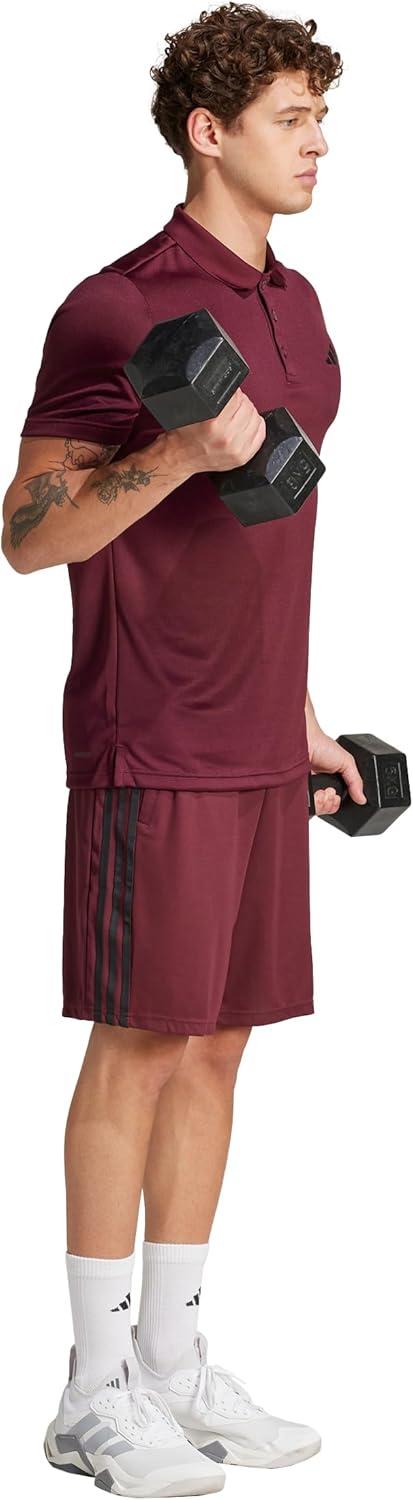 imageadidas Mens Train Essentials Piqu 3Stripes Training ShortsMaroonBlack