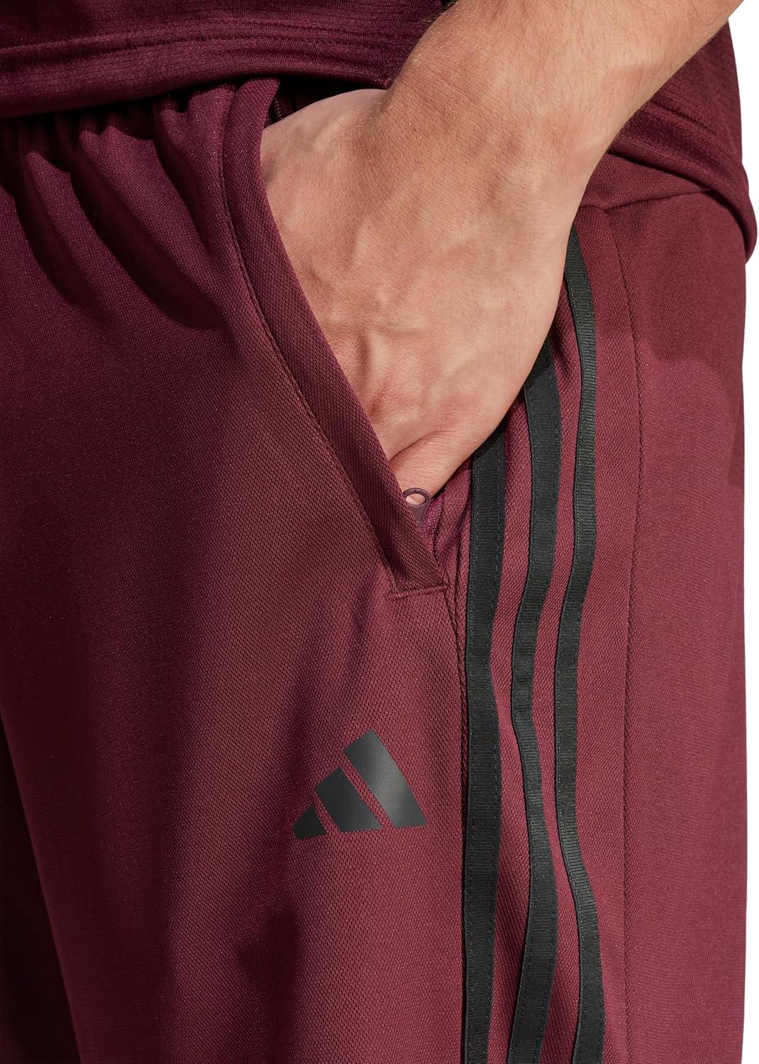 imageadidas Mens Train Essentials Piqu 3Stripes Training ShortsMaroonBlack