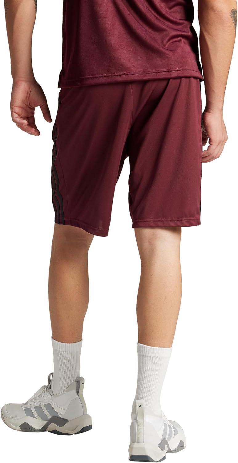 imageadidas Mens Train Essentials Piqu 3Stripes Training ShortsMaroonBlack