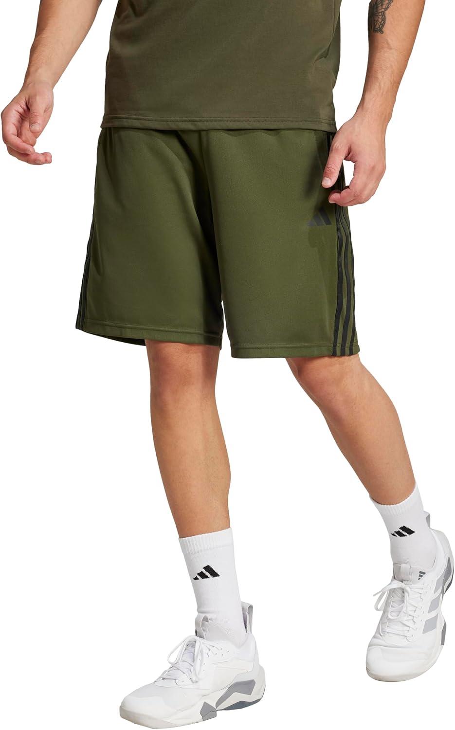 imageadidas Mens Train Essentials Piqu 3Stripes Training ShortsNight CargoBlack