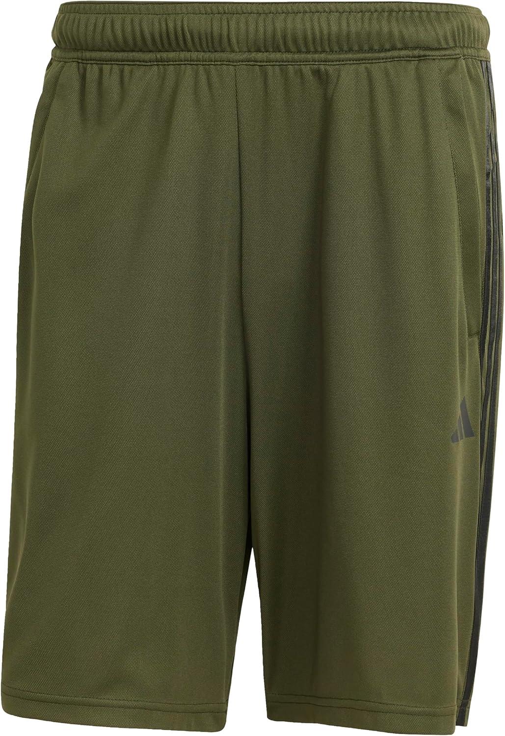 imageadidas Mens Train Essentials Piqu 3Stripes Training ShortsNight CargoBlack