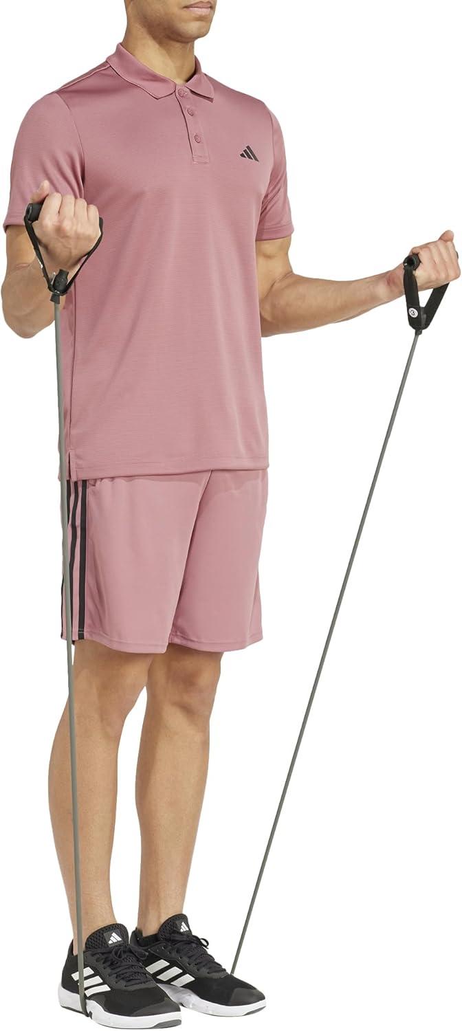 imageadidas Mens Train Essentials Piqu 3Stripes Training ShortsPreloved CrimsonBlack