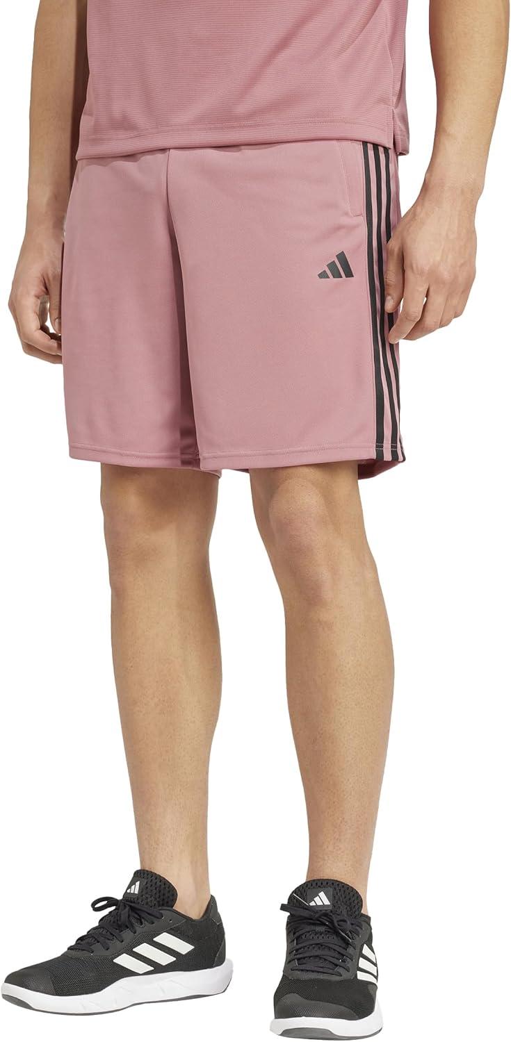 imageadidas Mens Train Essentials Piqu 3Stripes Training ShortsPreloved CrimsonBlack