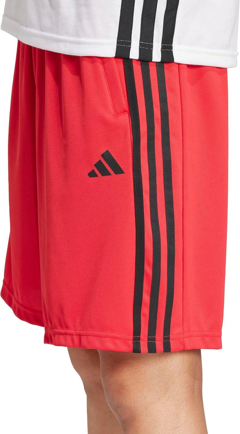 imageadidas Mens Train Essentials Piqu 3Stripes Training ShortsPure RubyBlack