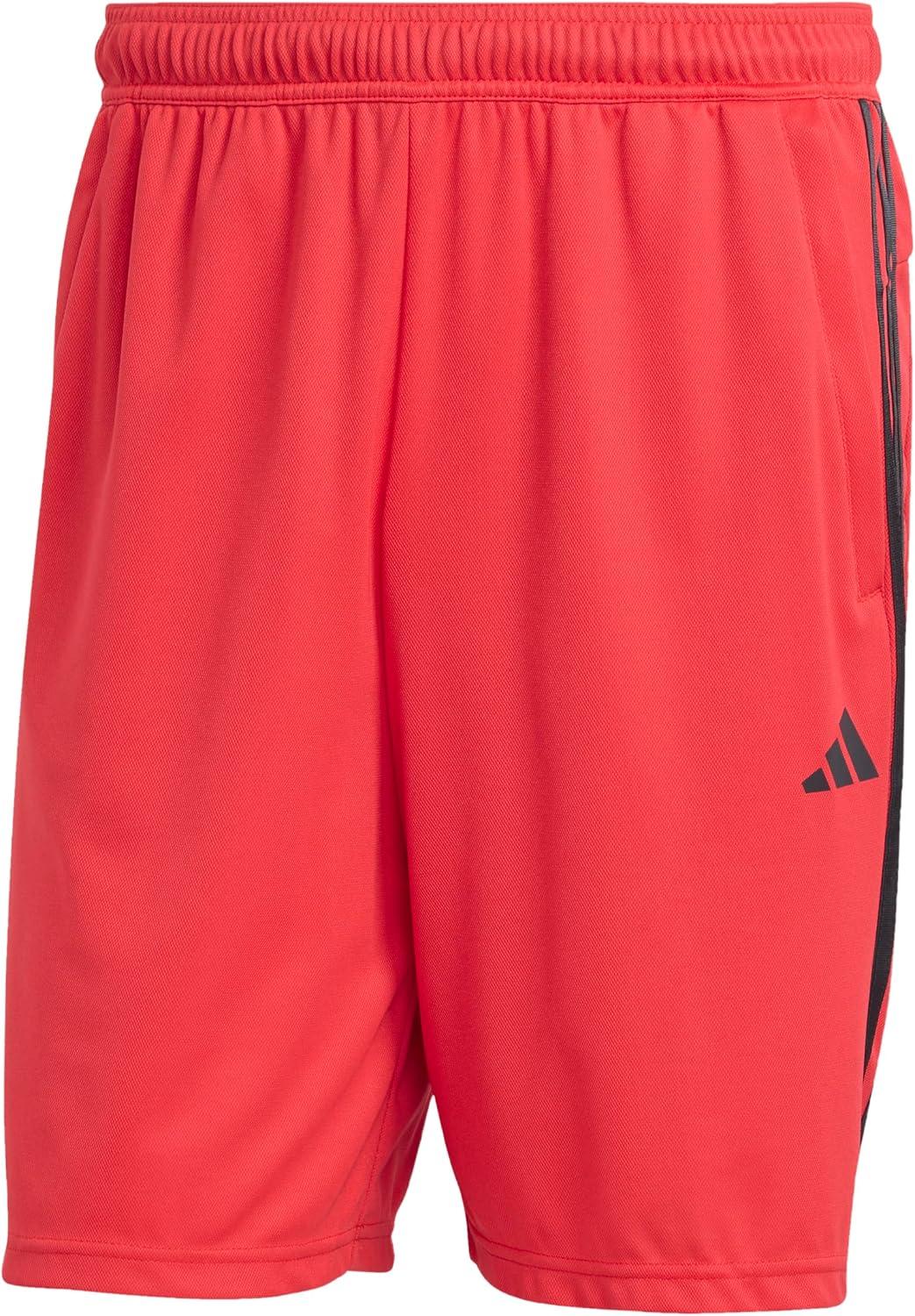 imageadidas Mens Train Essentials Piqu 3Stripes Training ShortsPure RubyBlack