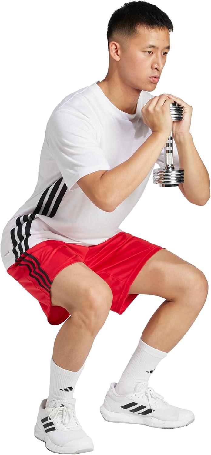 imageadidas Mens Train Essentials Piqu 3Stripes Training ShortsPure RubyBlack