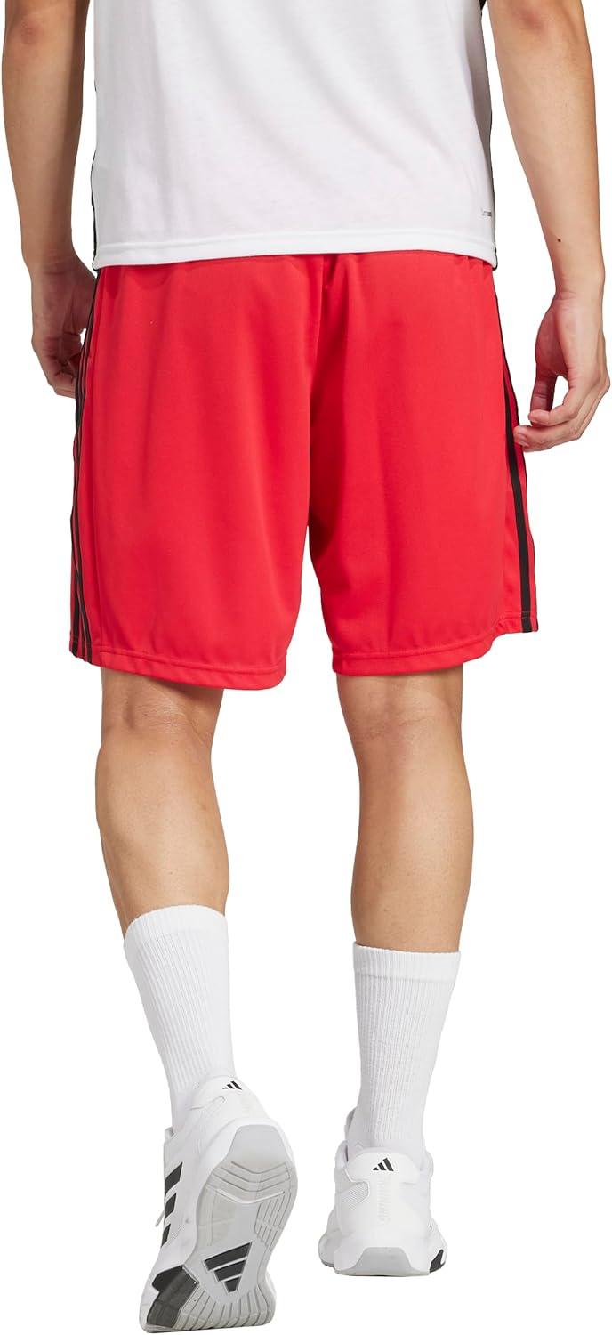 imageadidas Mens Train Essentials Piqu 3Stripes Training ShortsPure RubyBlack