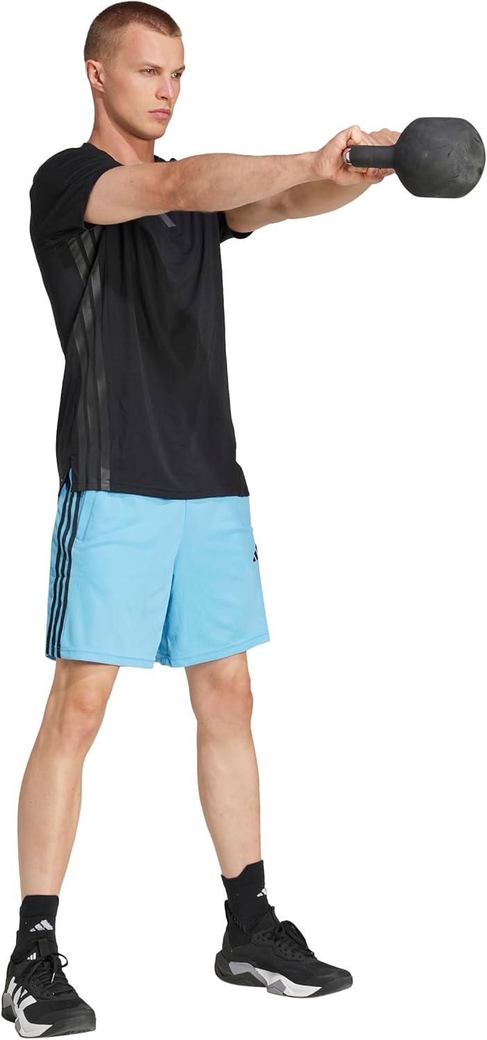 imageadidas Mens Train Essentials Piqu 3Stripes Training ShortsSemi Blue BurstBlack
