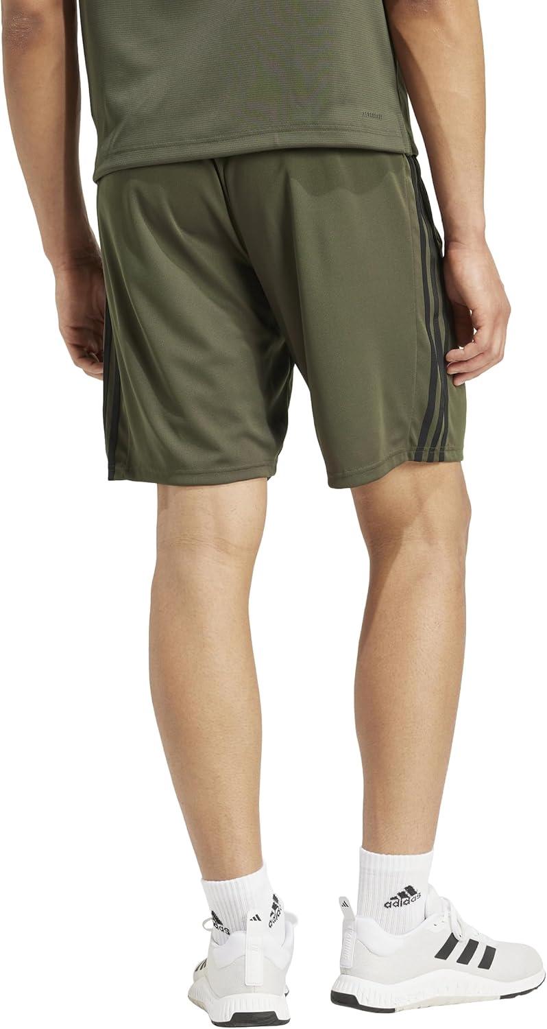 imageadidas Mens Train Essentials Piqu 3Stripes Training ShortsShadow OliveBlack