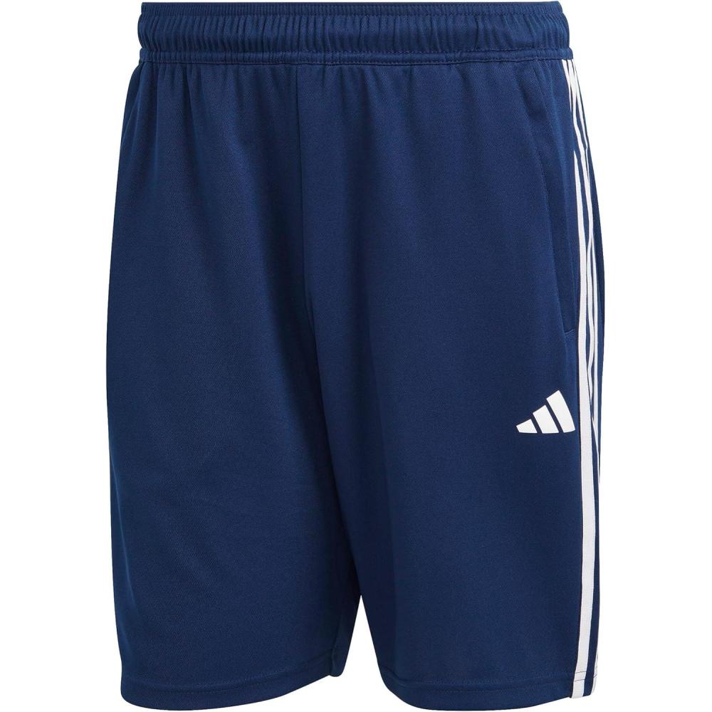 imageadidas Mens Train Essentials Piqu 3Stripes Training ShortsDark BlueWhite