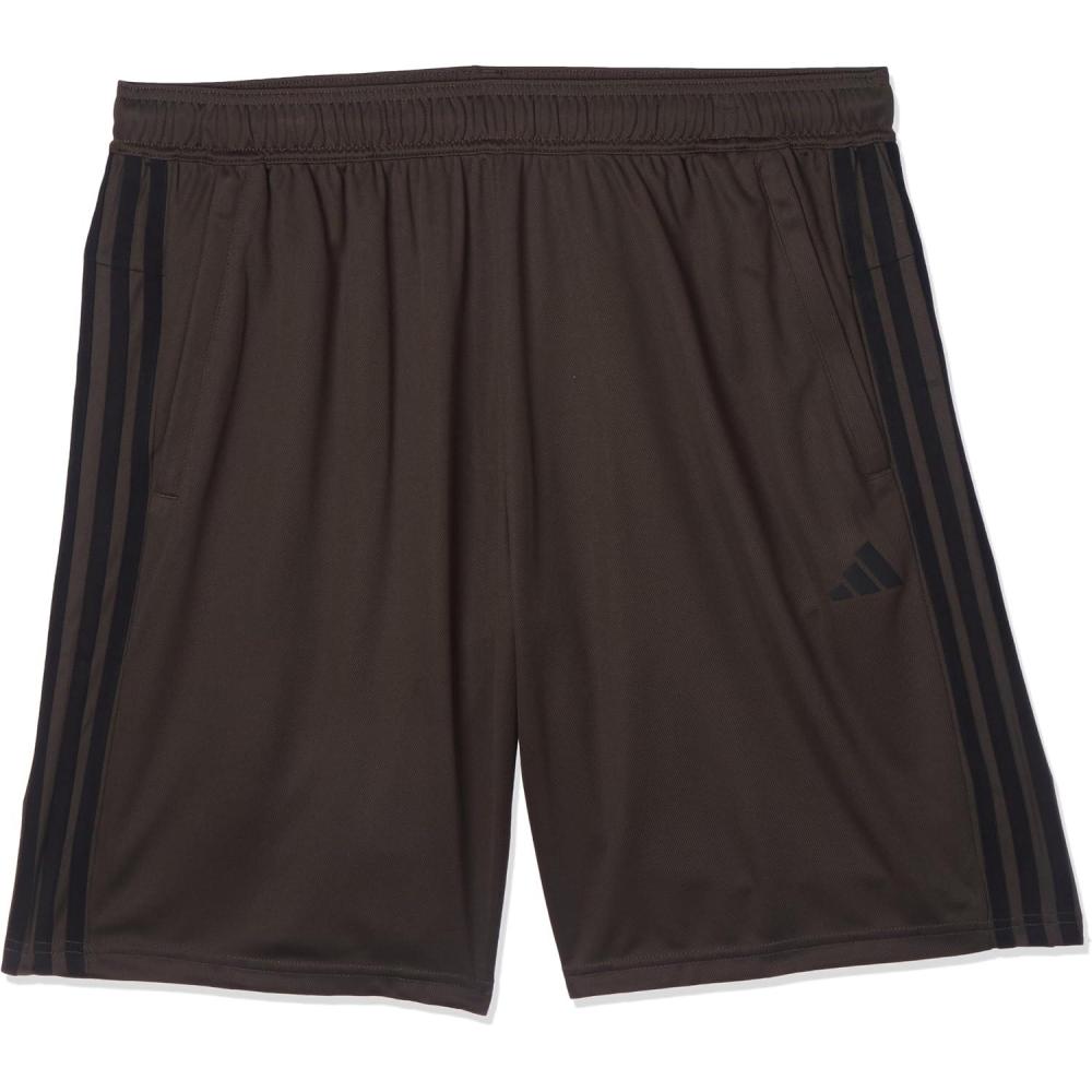 imageadidas Mens Train Essentials Piqu 3Stripes Training ShortsShadow OliveBlack