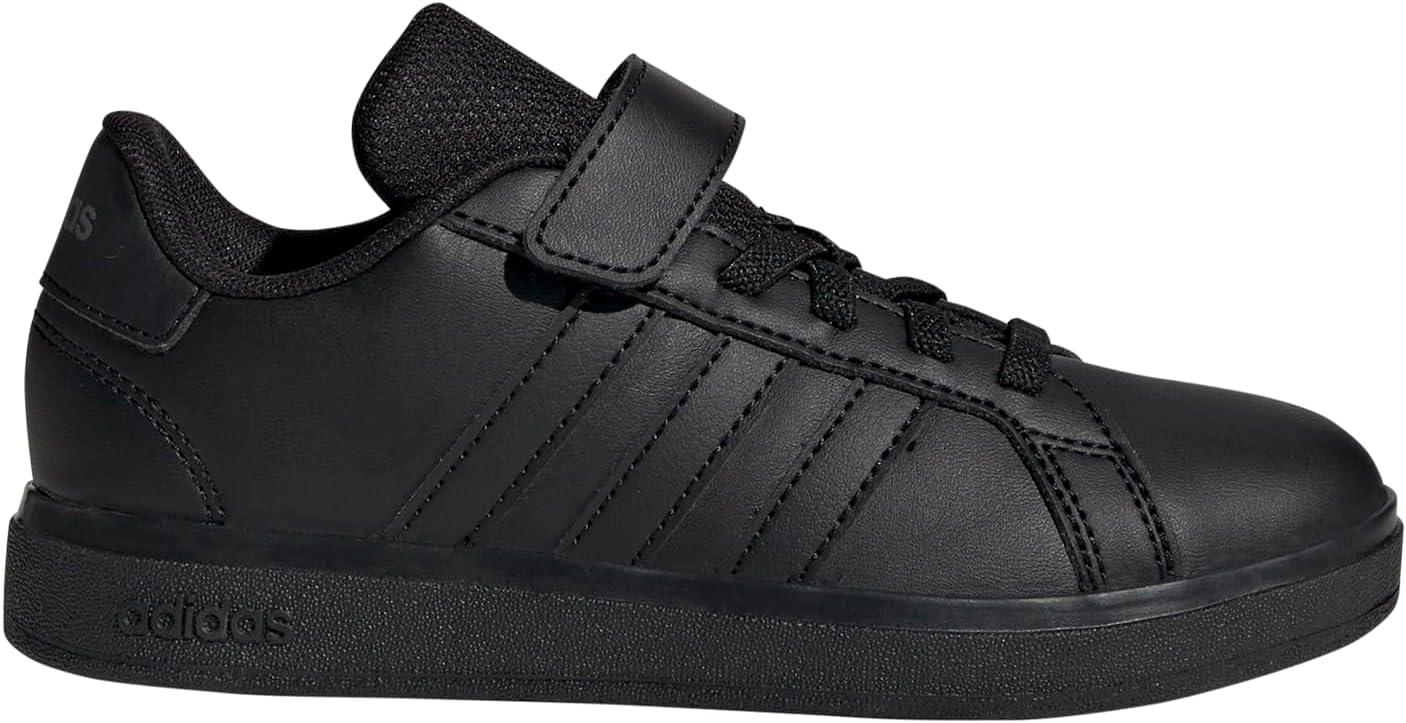 imageadidas Kids Grand Court 20 Elastic Lace ampamp Strap ShoesBlackBlackGrey