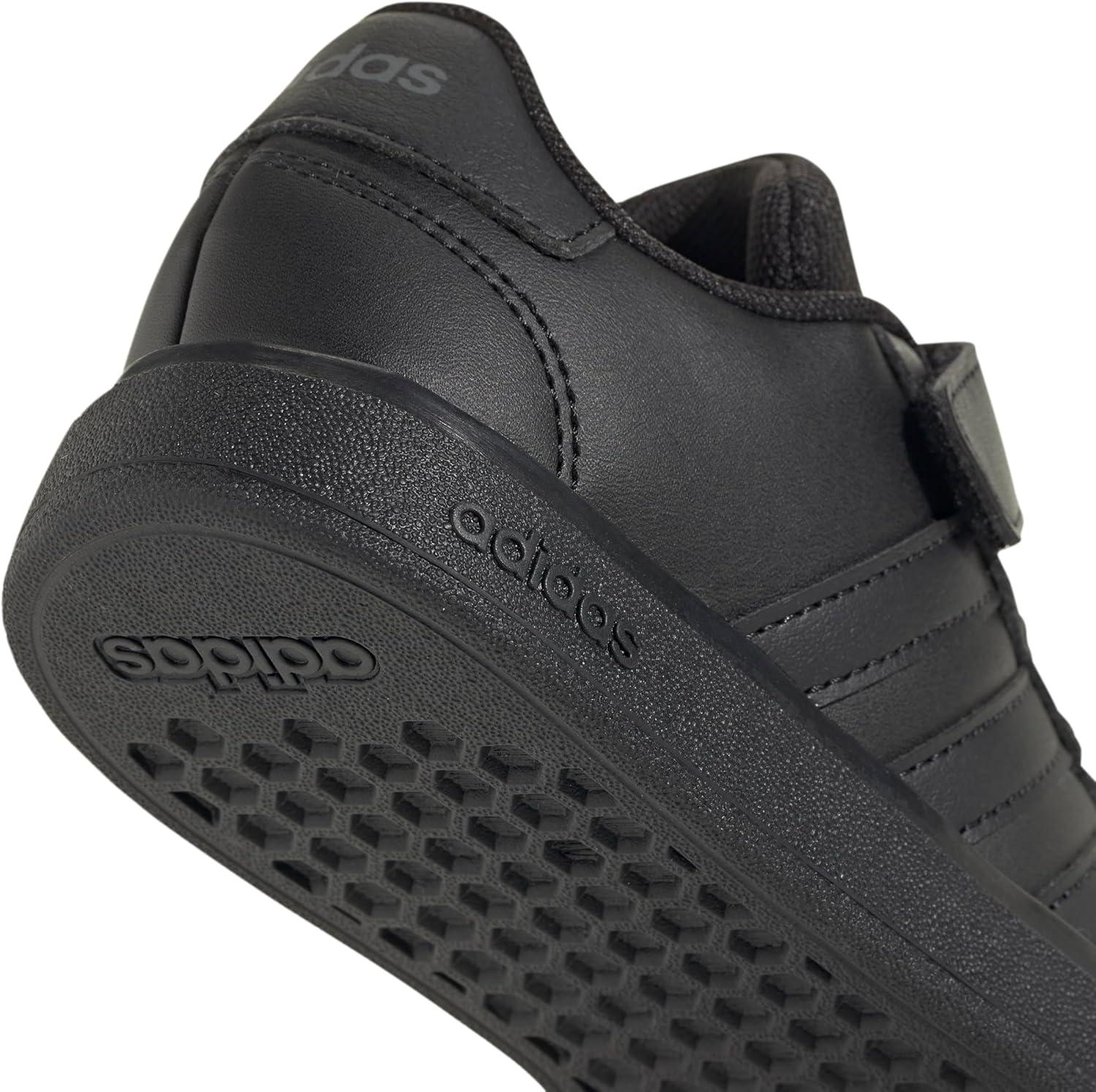 imageadidas Kids Grand Court 20 Elastic Lace ampamp Strap ShoesBlackBlackGrey