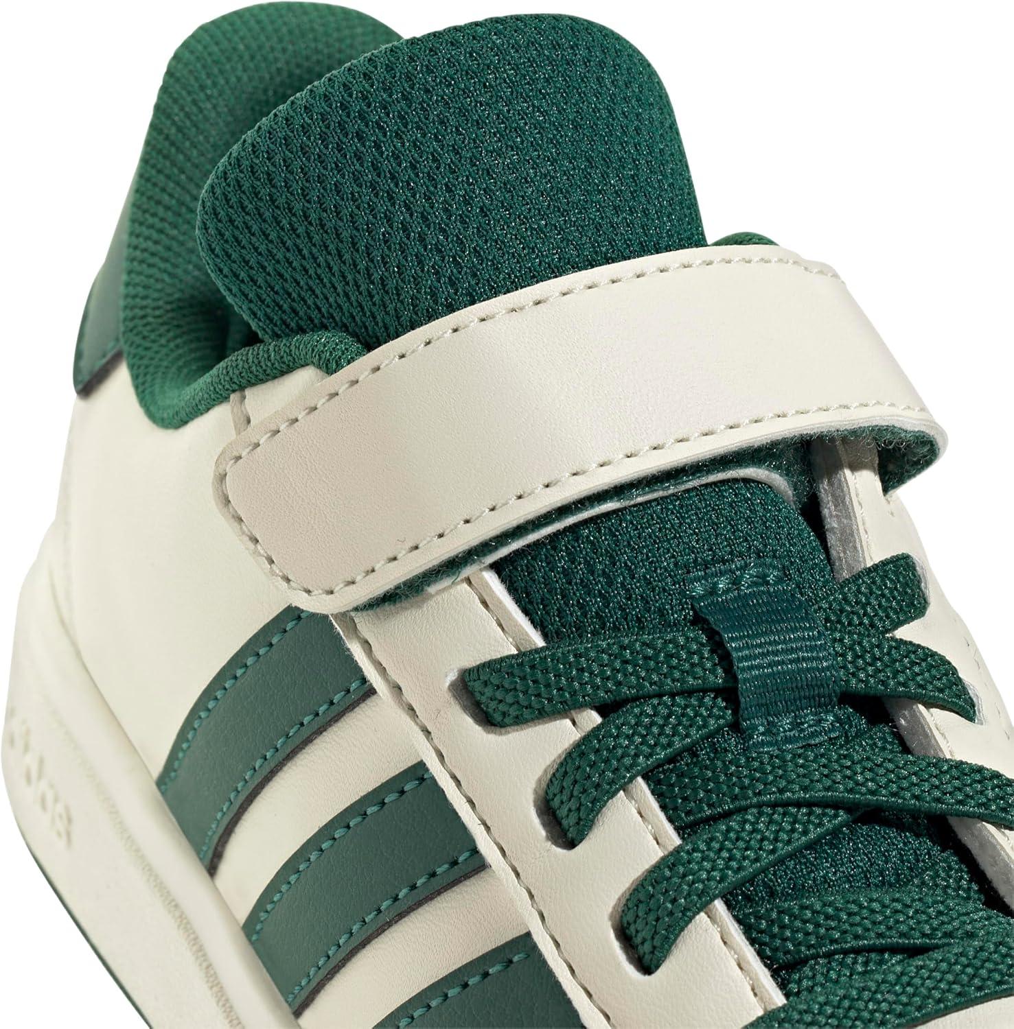 imageadidas Kids Grand Court 20 Elastic Lace ampamp Strap ShoesOff WhiteCollegiate GreenBlack