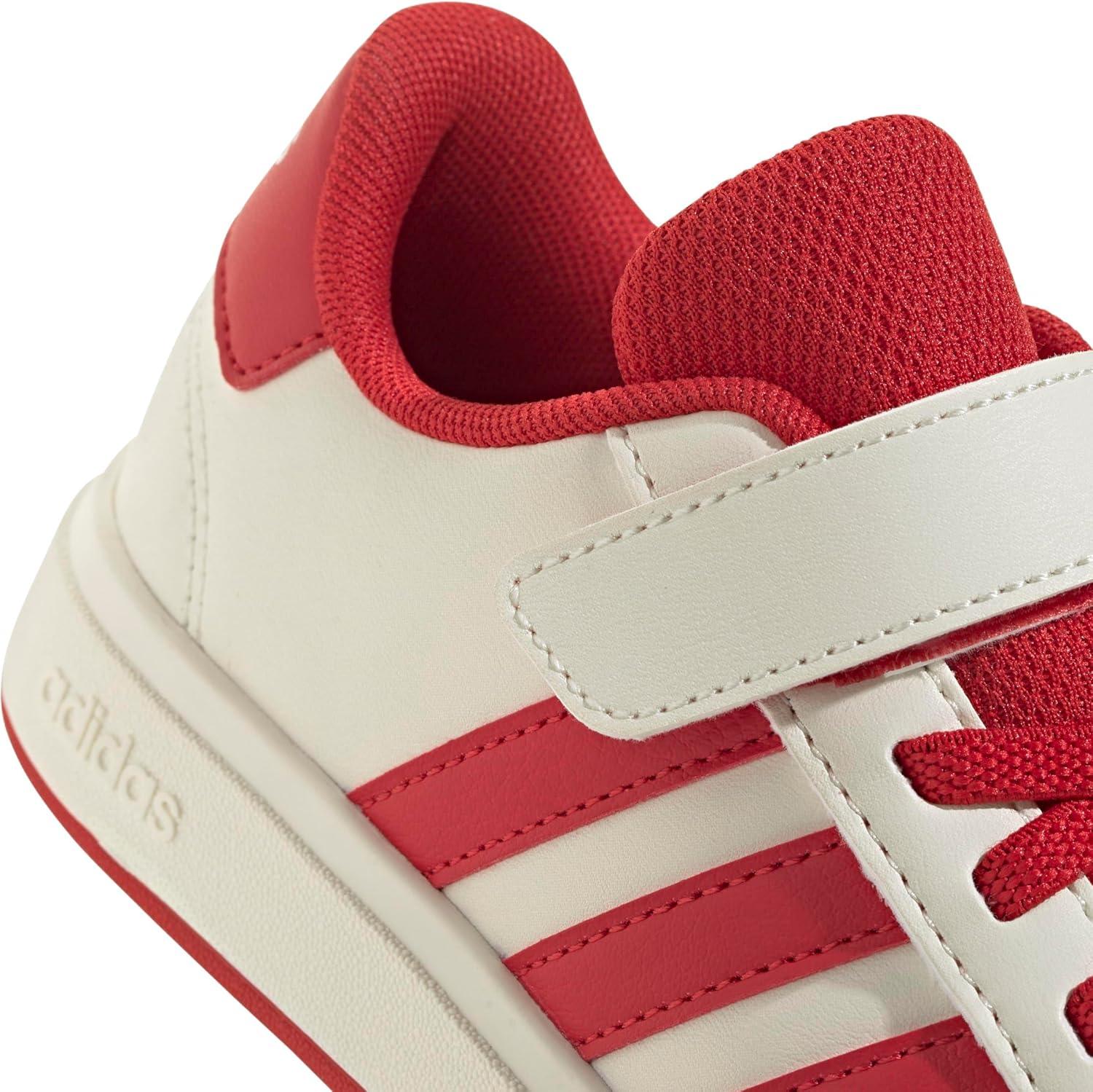 imageadidas Kids Grand Court 20 Elastic Lace ampamp Strap ShoesOff WhiteCollegiate RedBlack