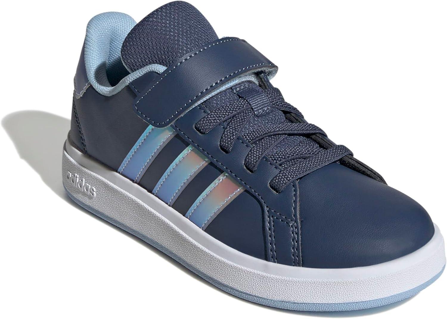 imageadidas Kids Grand Court 20 Elastic Lace ampamp Strap ShoesPreloved InkIridescentClear Sky