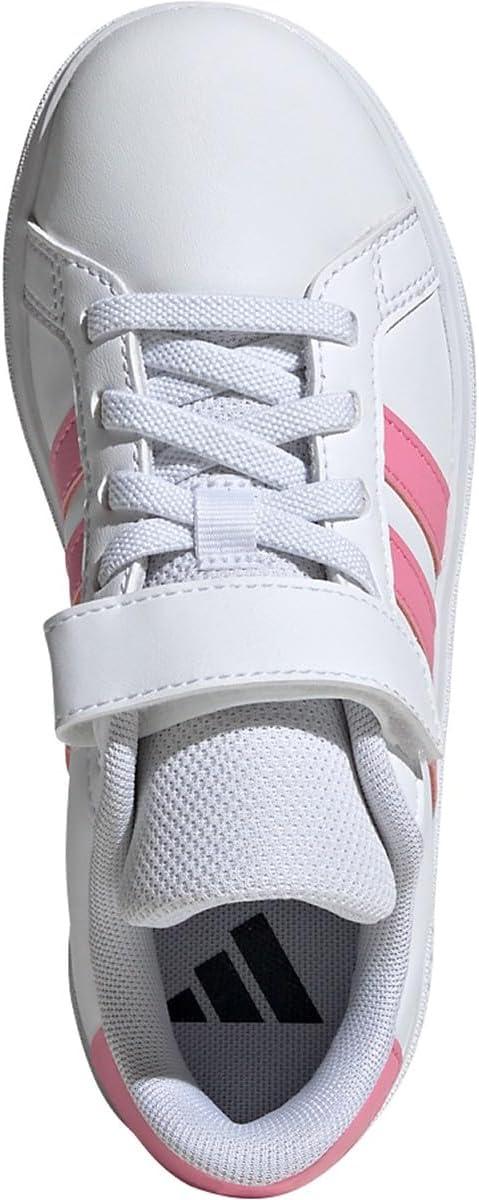 imageadidas Kids Grand Court 20 Elastic Lace ampamp Strap ShoesWhiteBliss PinkClear Pink