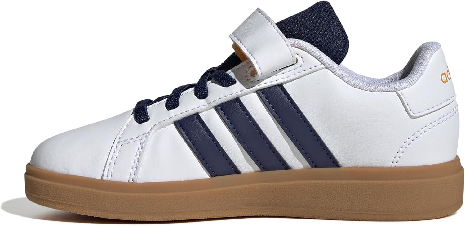 imageadidas Kids Grand Court 20 Elastic Lace ampamp Strap ShoesWhiteDark BlueGum