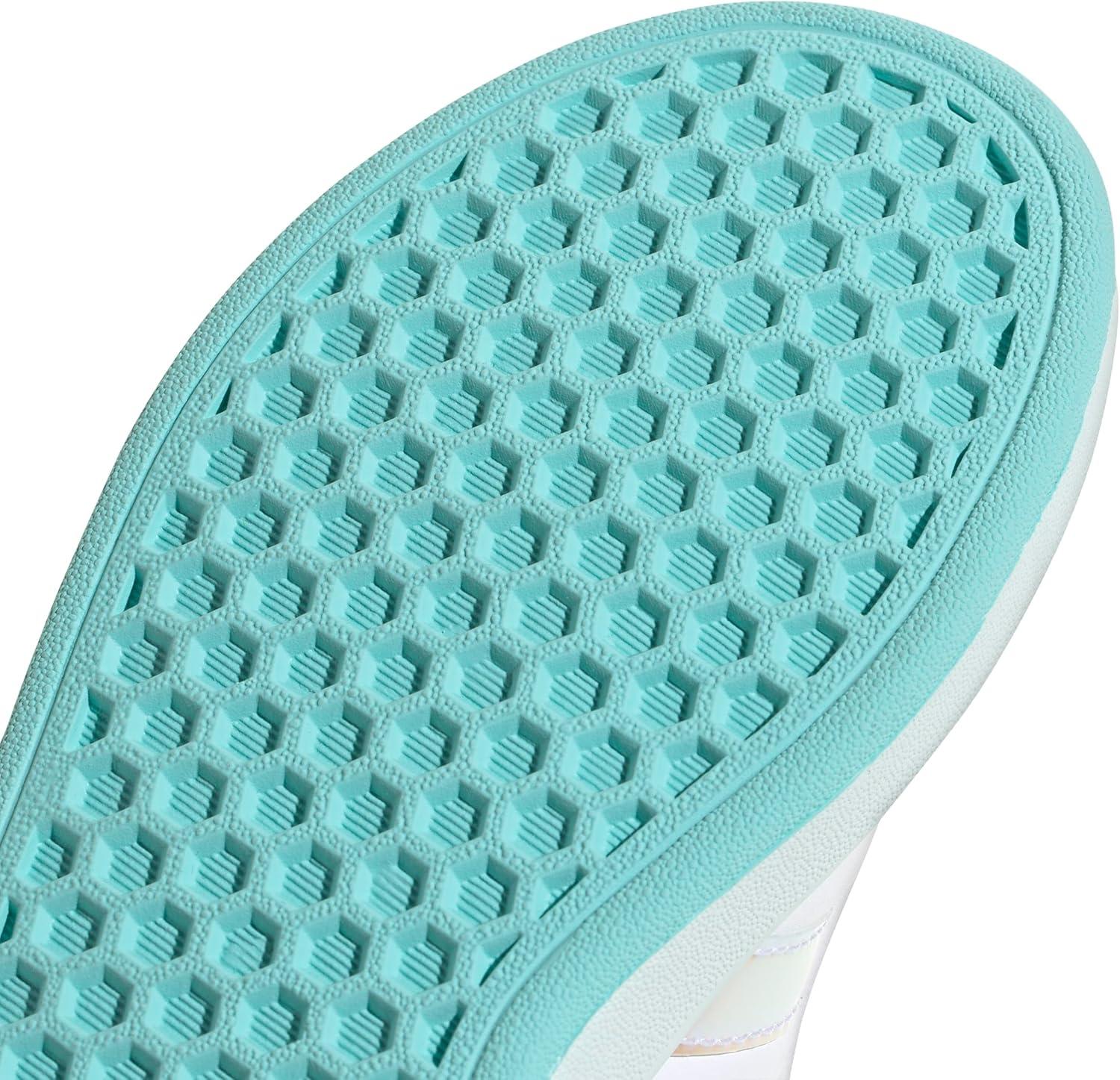 imageadidas Kids Grand Court 20 Elastic Lace ampamp Strap ShoesWhiteIridescentHalo Mint