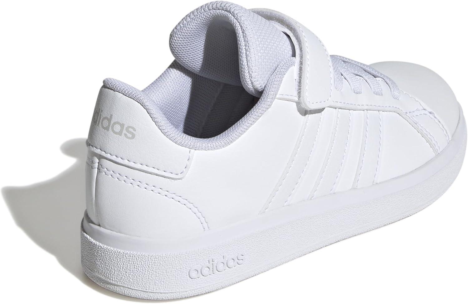imageadidas Kids Grand Court 20 Elastic Lace ampamp Strap ShoesWhiteWhiteGrey