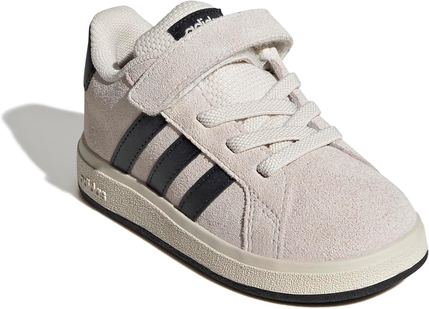 imageadidas BabyBoys Grand Court 20 Elastic Lace ampamp StrapWonder WhiteBlackWhite