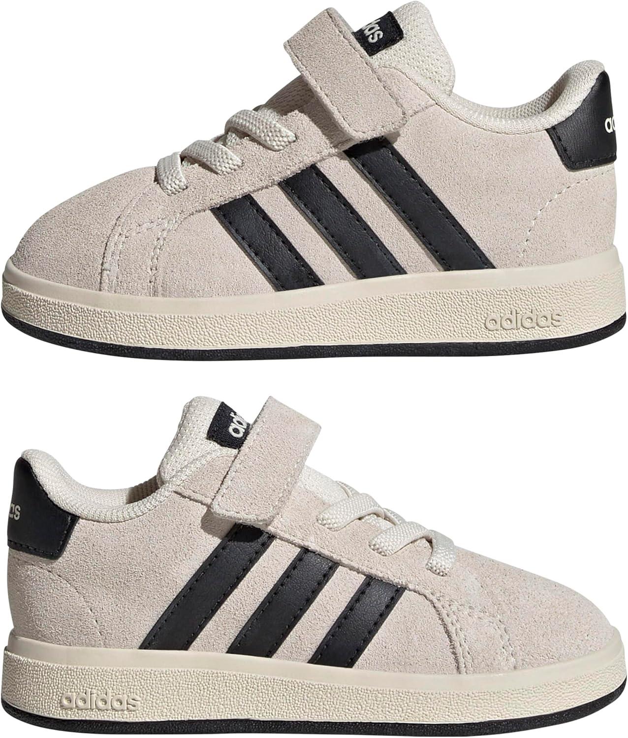 imageadidas BabyBoys Grand Court 20 Elastic Lace ampamp StrapWonder WhiteBlackWhite