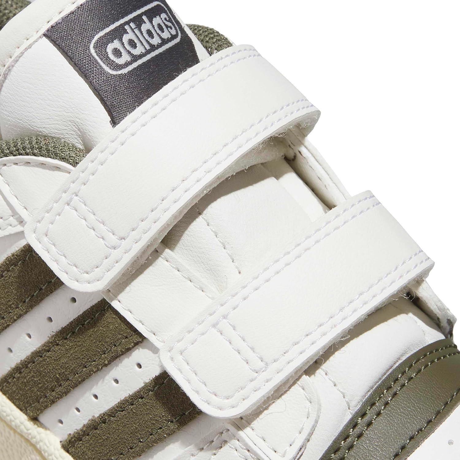 imageadidas Kids Break Start Hook ampamp Loop ShoeWhiteOlive StrataCharcoal