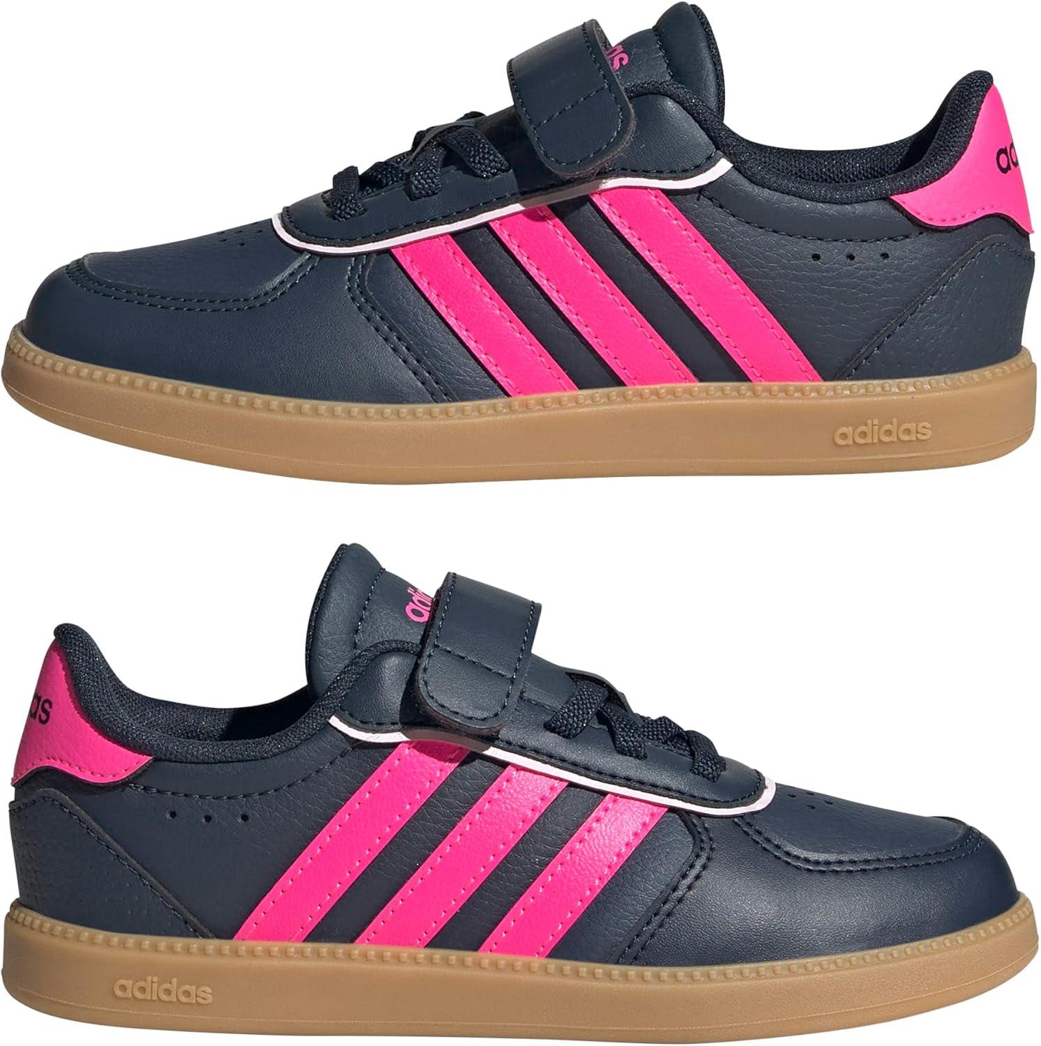 imageadidas UnisexChild Breaknet Sleek Elastic Lace ampamp StrapAurora InkLucid PinkGum