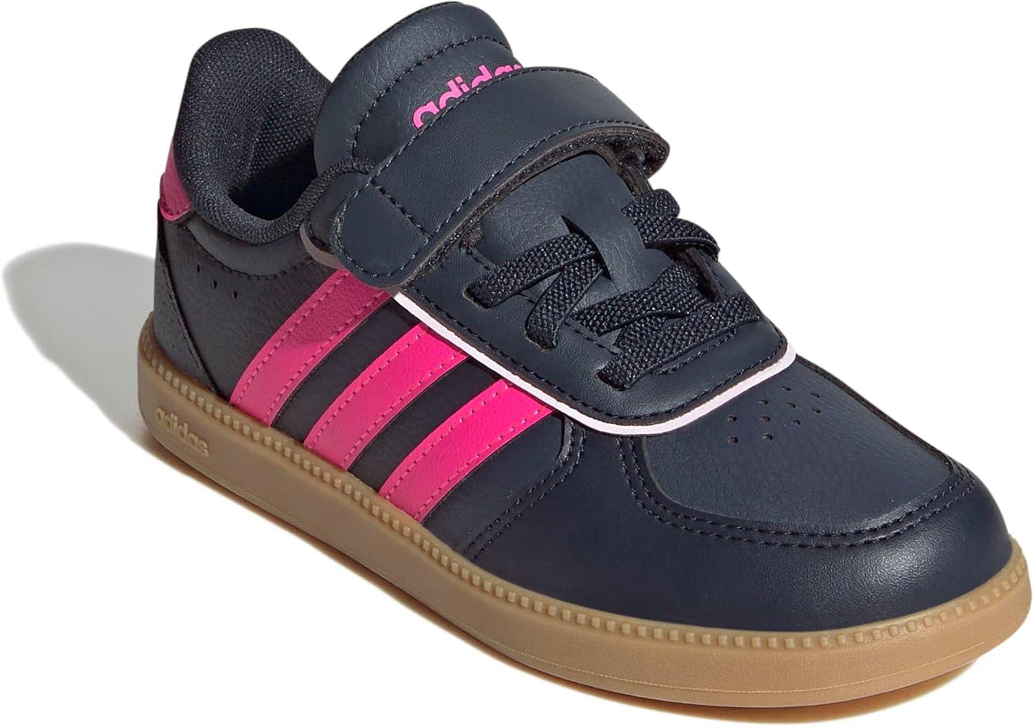imageadidas UnisexChild Breaknet Sleek Elastic Lace ampamp StrapAurora InkLucid PinkGum